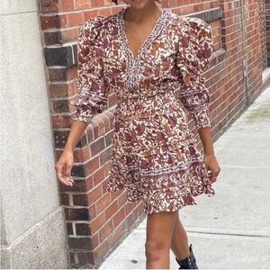 Love the Label Mabel Puff Sleeve Boho Mini Dress Floral Block Print
Size Medium